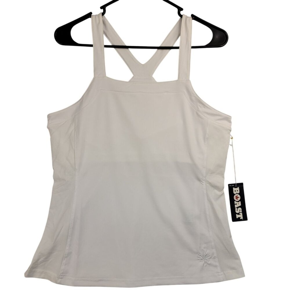Boast Womens Racerback Tennis Pickleball Golf Tank White Bralette Small